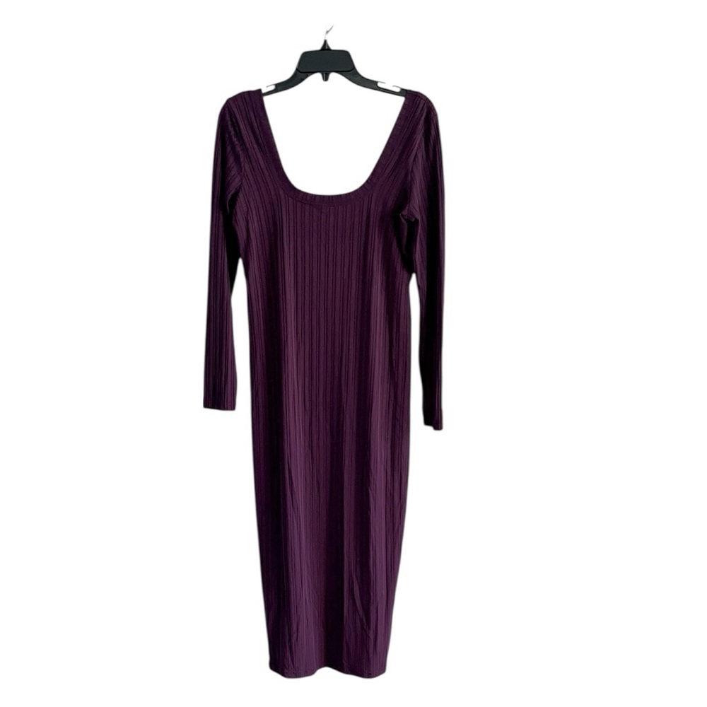 ASOS Deep Purple Long Sleeve Square Neckline Dress Size 8 - Picture 3 of 11